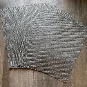 Woven Vinyl Placemats -Silver/white - Set of 8